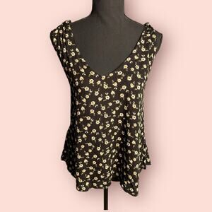 Sadie & Sage Floral Cami Tank Top Women Knotted Strap Boho Small Cottagecore